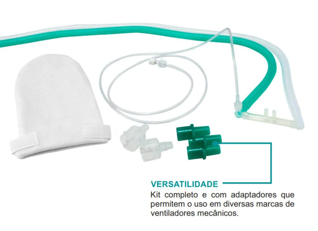 KIT COMPLETO PARA SUPORTE VENTILATóRIO CPAP NEONATAL COM CâNULA EM  SILICONE - CALIBRE 10 - GMI