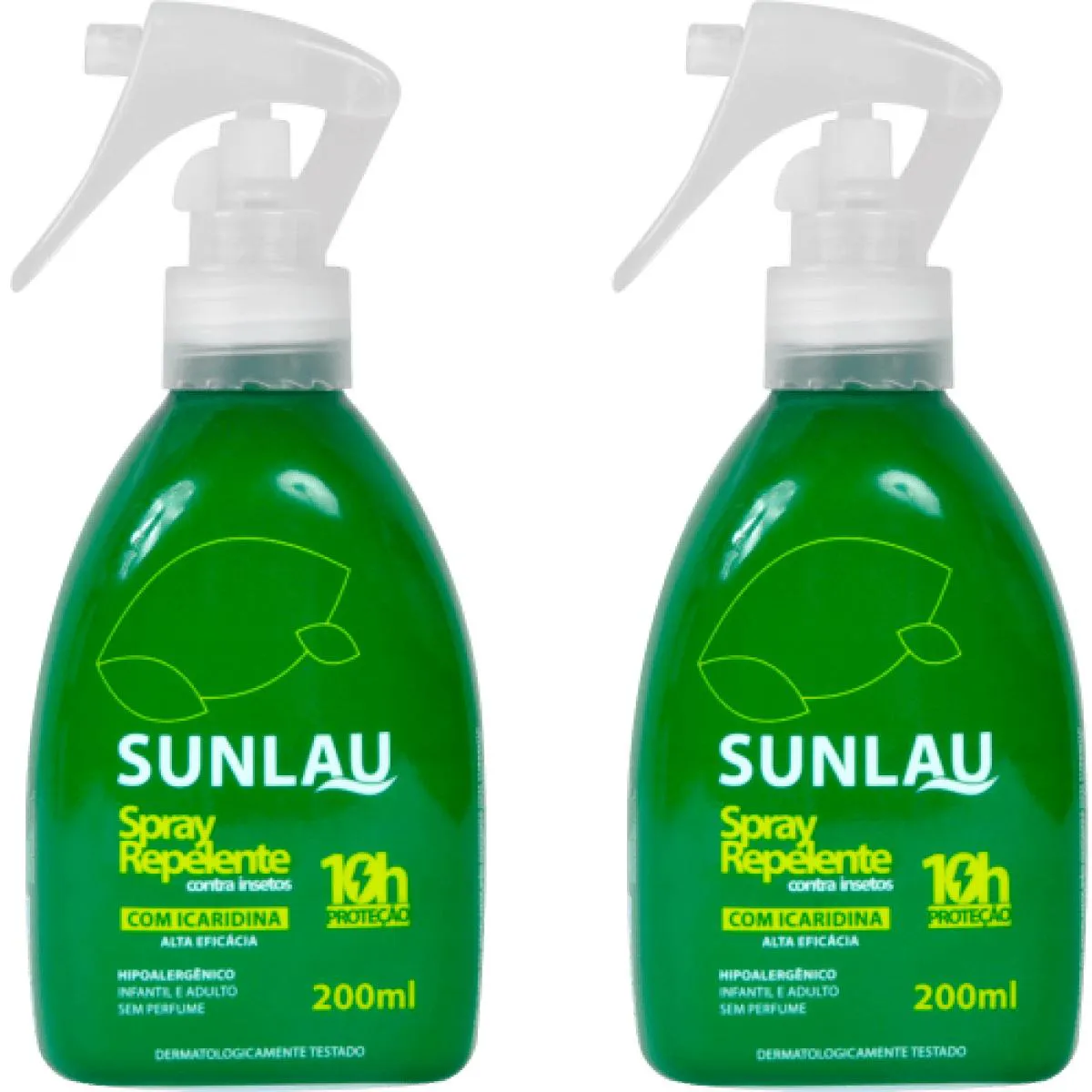 KIT 2 REPELENTE DE INSETOS SUNLAU SOB ROUPA 10H C/ ICARIDINA 200ML