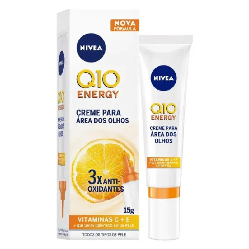 CREME FACIAL ANTI-IDADE ÁREA DOS OLHOS NIVEA Q10 PLUS VITAMINA C ANTISSINAIS E ANTIRRUGAS 15 G