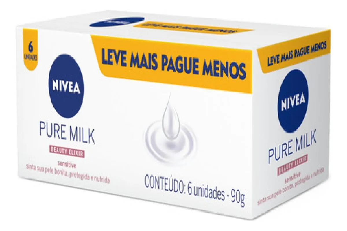 KIT 6 UN SABONETE BARRA NIVEA SENSITIVE PURE MILK BEAUTY 90G