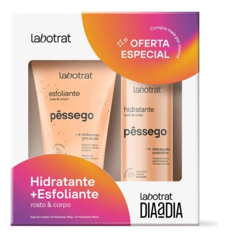 KIT LABOTRAT ESFOLIANTE +  LIMPEZA CORPO E ROSTO PêSSEGO