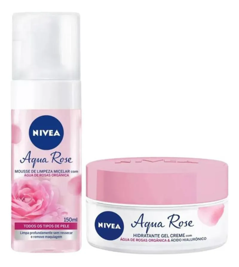 KIT FACIAL NIVEA AQUA ROSE MOUSSE DE LIMPEZA + HIDRATANTE