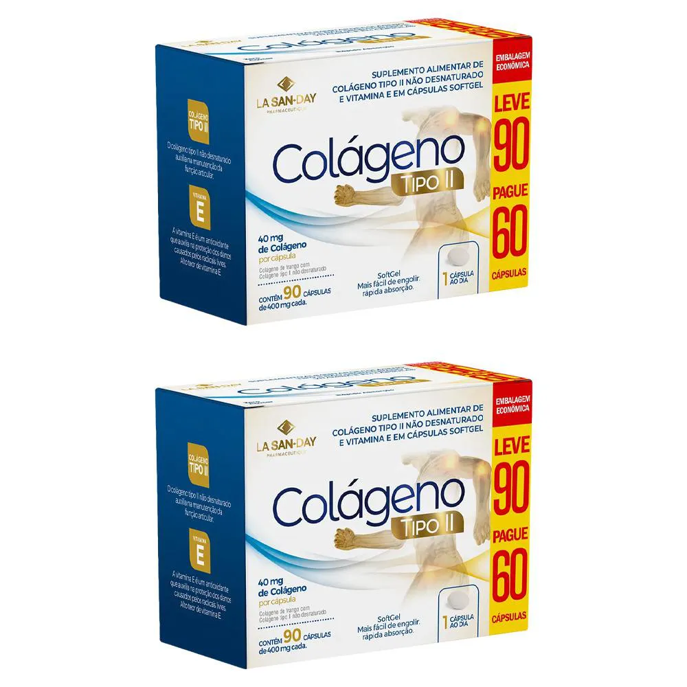 KIT 2 SUPLEMENTOS COLáGENO TIPO 2 90 CáPSULAS - LA SAN DAY