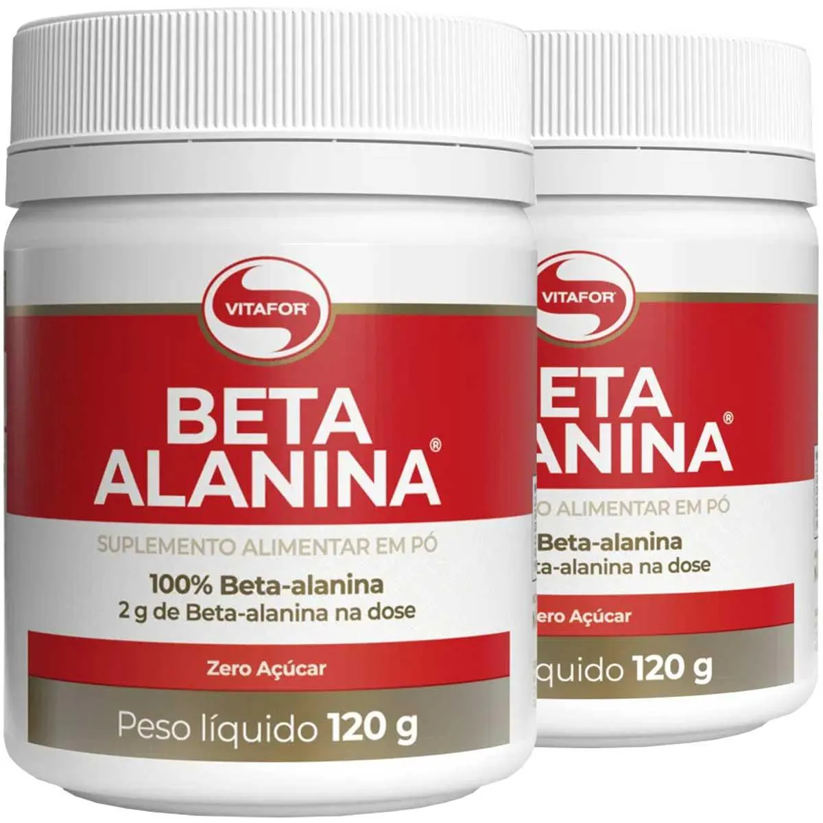 KIT 2 BETA ALANINA EM Pó AMINOáCIDOS VITAFOR POTE 120G CADA