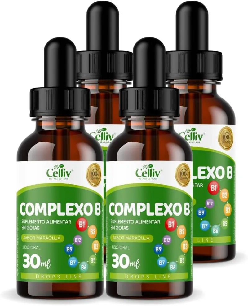 4X COMPLEXO B (B1, B2, B3, B5, B6, B7, B9, B12) 30ML CELLIV