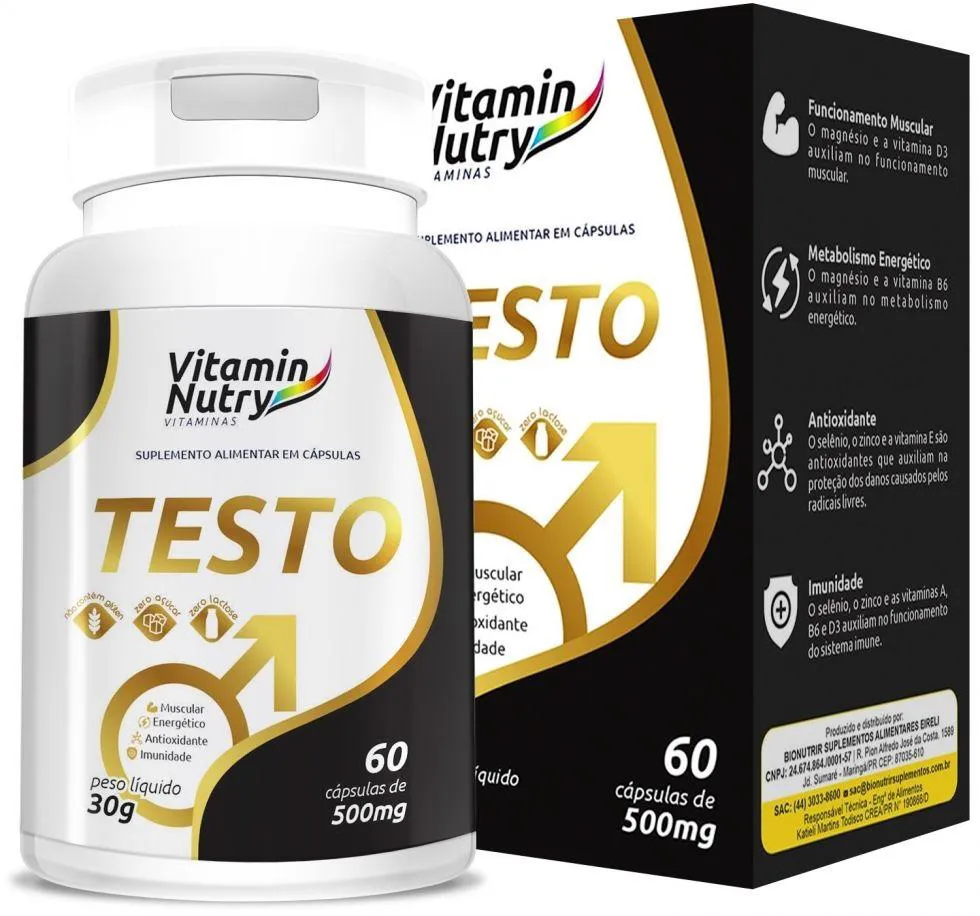 TESTO 500MG (60 CAPS) - PADRãO: ÚNICO | Droga Raia