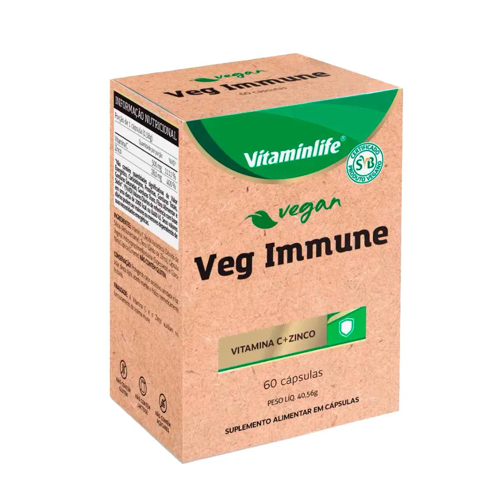 VEG IMMUNE VIT C + ZINCO VITAMINLIFE 60 CáPS