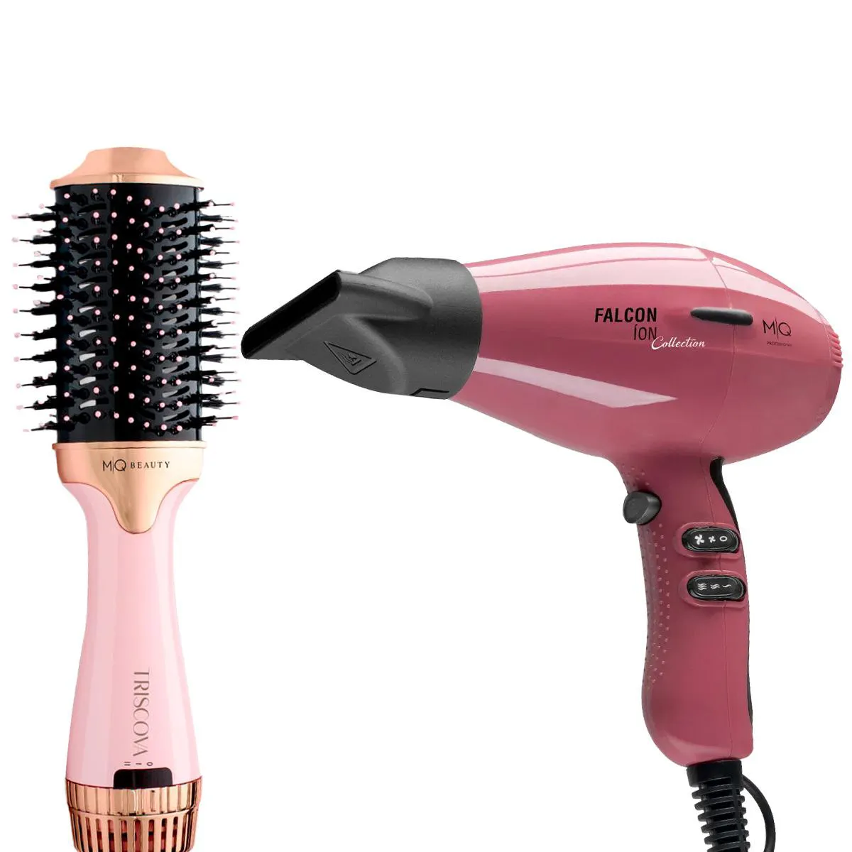 KIT MQ BEAUTY TRISCOVA 1200W 110V  ESCOVA SECADORA E FALCON ION COLLECTION PINK 2100W SECADOR DE CABELO 110V (2 PRODUTOS