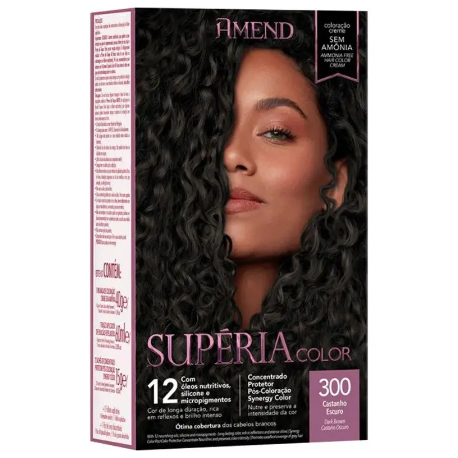 COLORAçãO CREME SEM AMôNIA SUPéRIA COLOR 300 CASTANHO ESCURO - AMEND