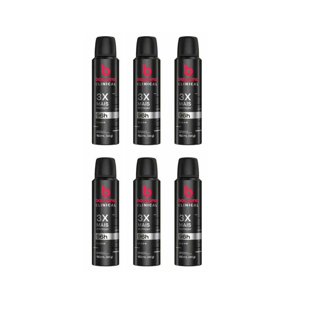 DESODORANTE AERO BOZZANO 150ML CLINICAL CLEAN - KIT C/ 6UN