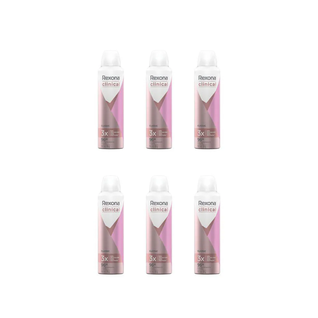 DESODORANTE AERO REXONA CLINICAL 150ML FEM CLASSIC-KIT C/6UN