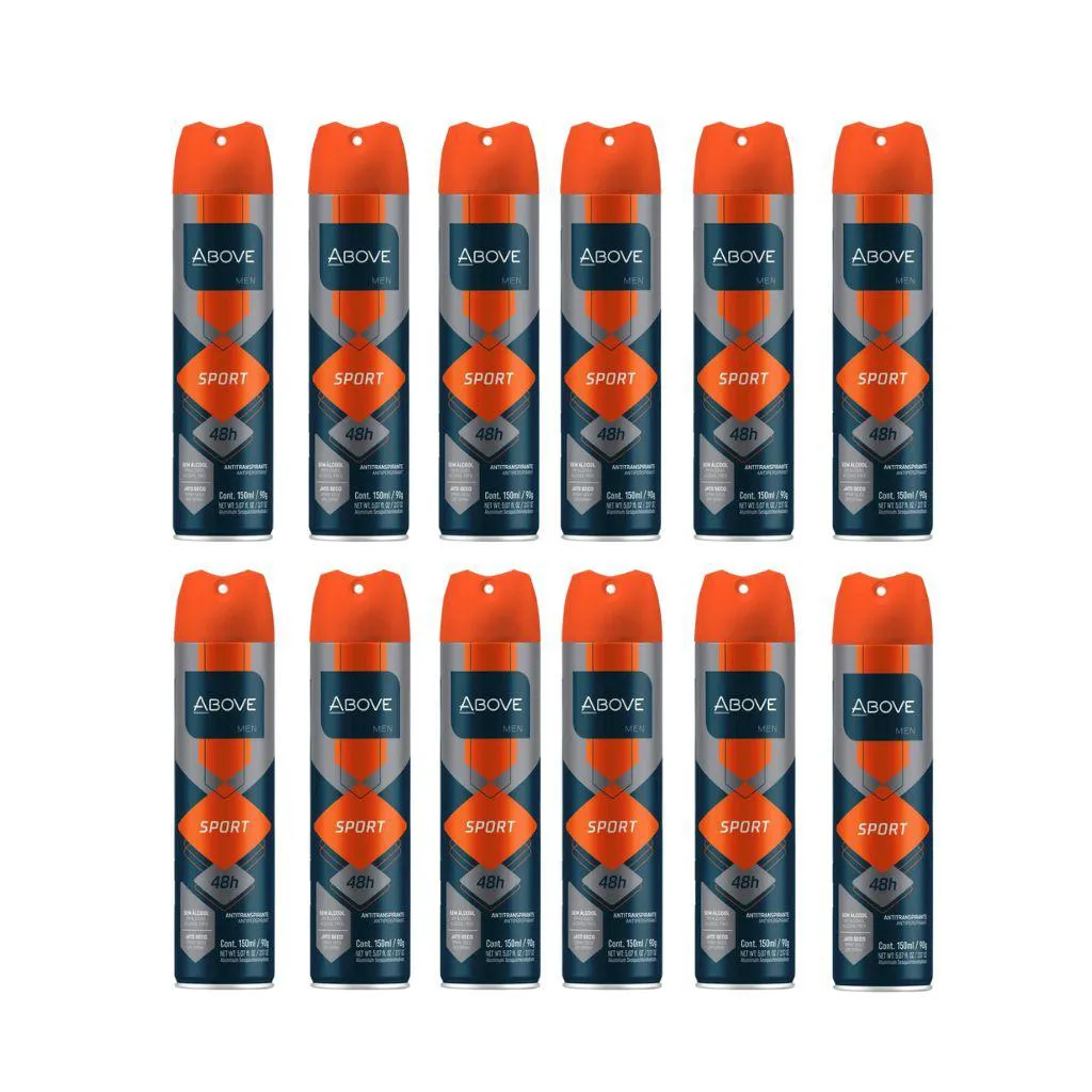 DESODORANTE AERO ABOVE 150ML MASC SPORT - KIT C/ 12UN