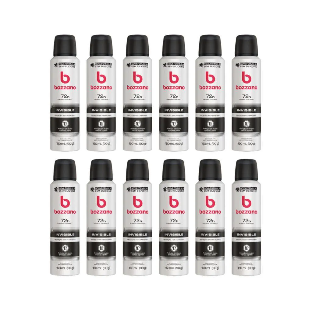 DESODORANTE AERO BOZZANO 150ML INVISIBLE - KIT C/ 12UN