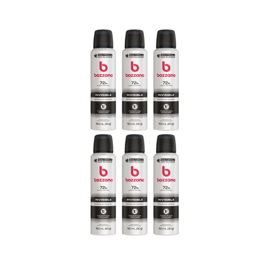 DESODORANTE AERO BOZZANO 150ML INVISIBLE - KIT C/ 6UN