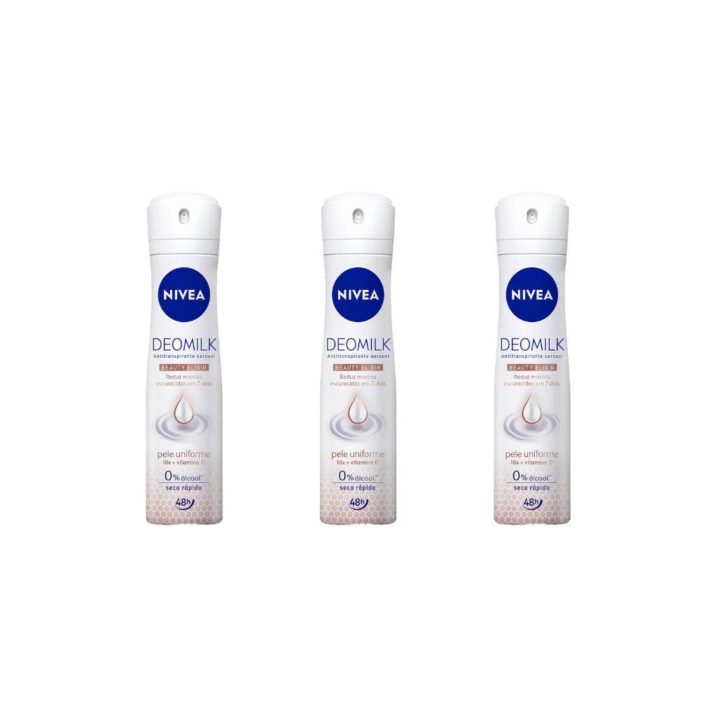 DESODORANTE AERO NIVEA 150ML FEM MILK BEAUTY-KIT C/3UN