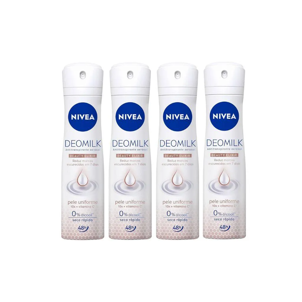 DESODORANTE AERO NIVEA 150ML FEM MILK BEAUTY - KIT C/ 4UN