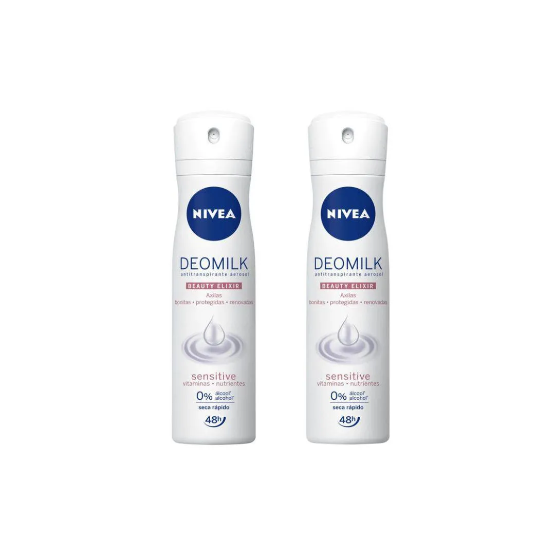 DESODORANTE AERO NIVEA 150ML FEM MILK SENSITIVE - KIT C/ 2UN