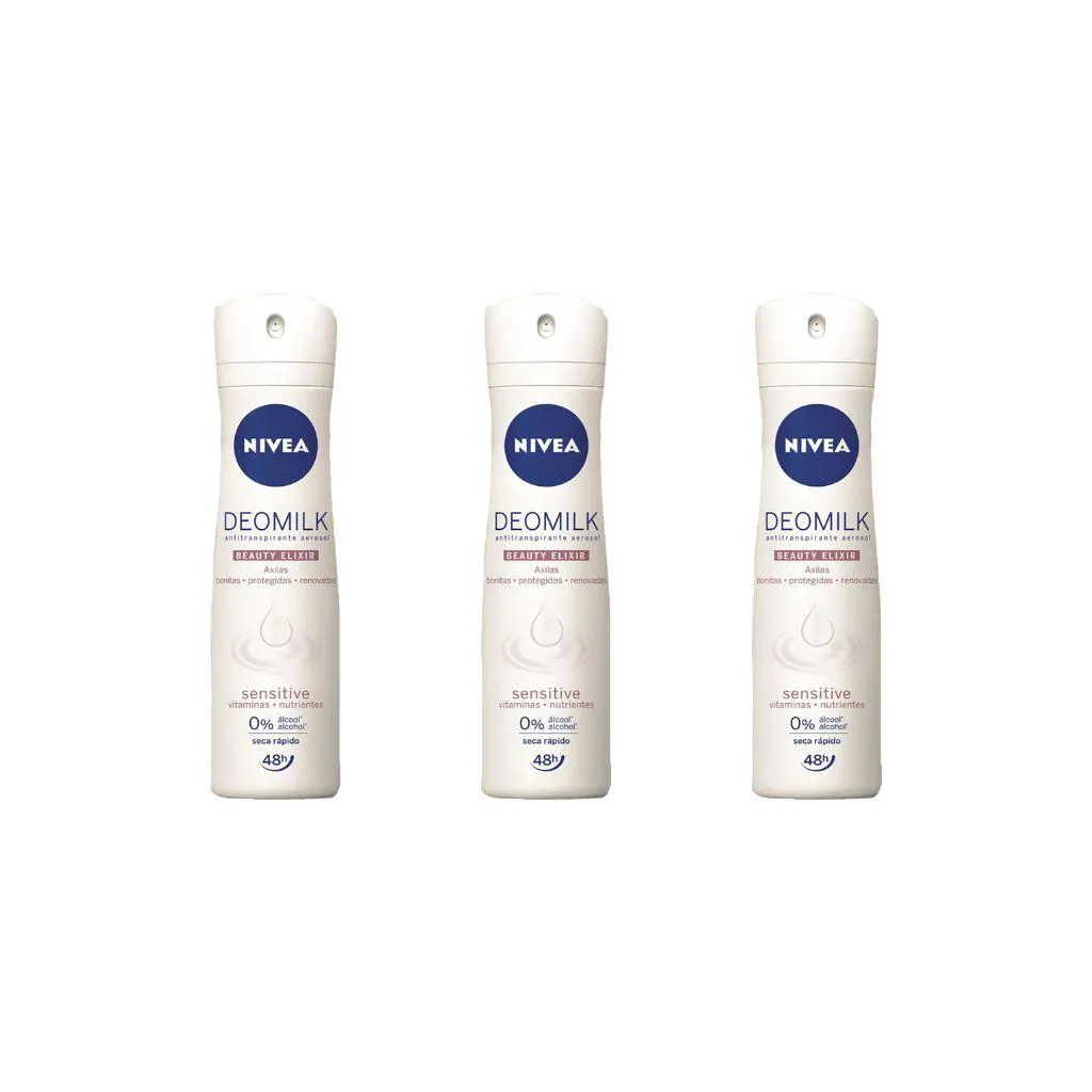 DESODORANTE AERO NIVEA 150ML FEM MILK SENSITIVE-KIT C/3UN