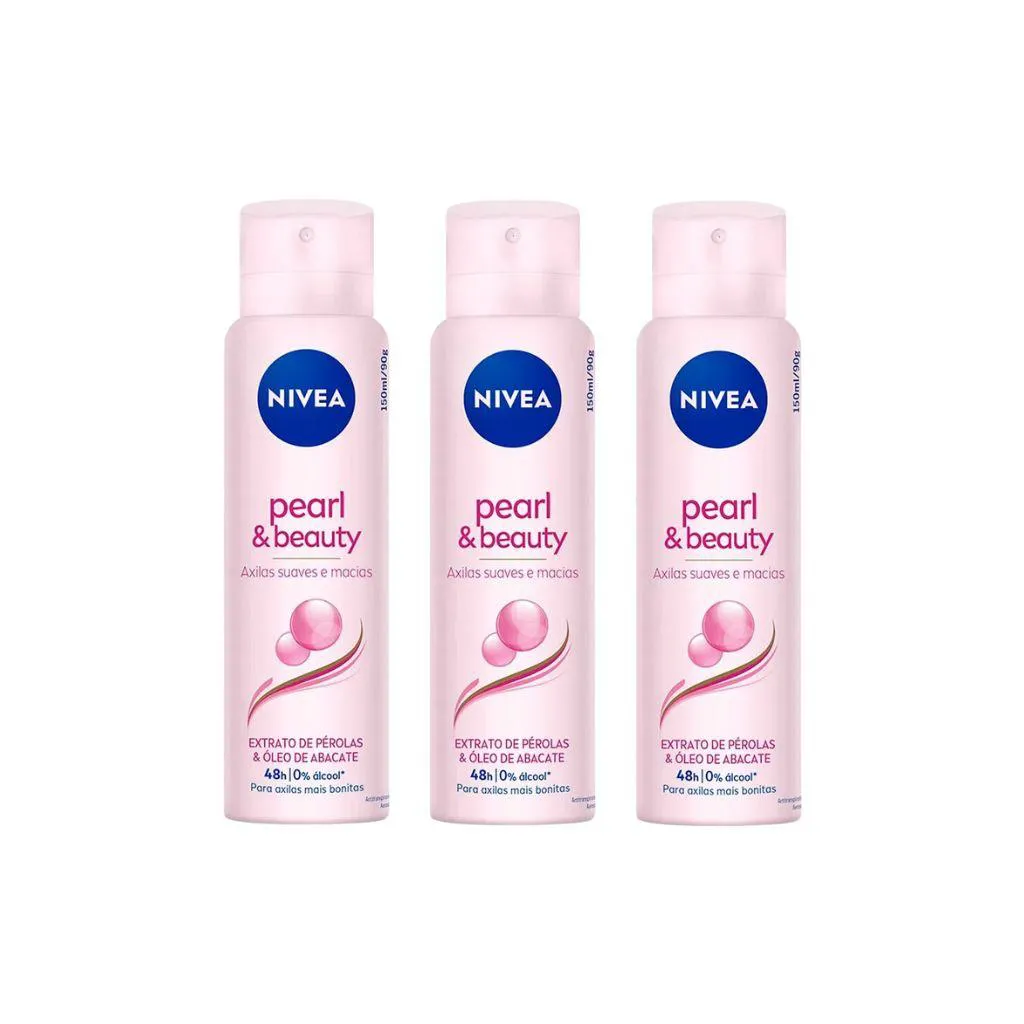 DESODORANTE AERO NIVEA 150ML FEM PEARL BEAUTY-KIT C/3UN