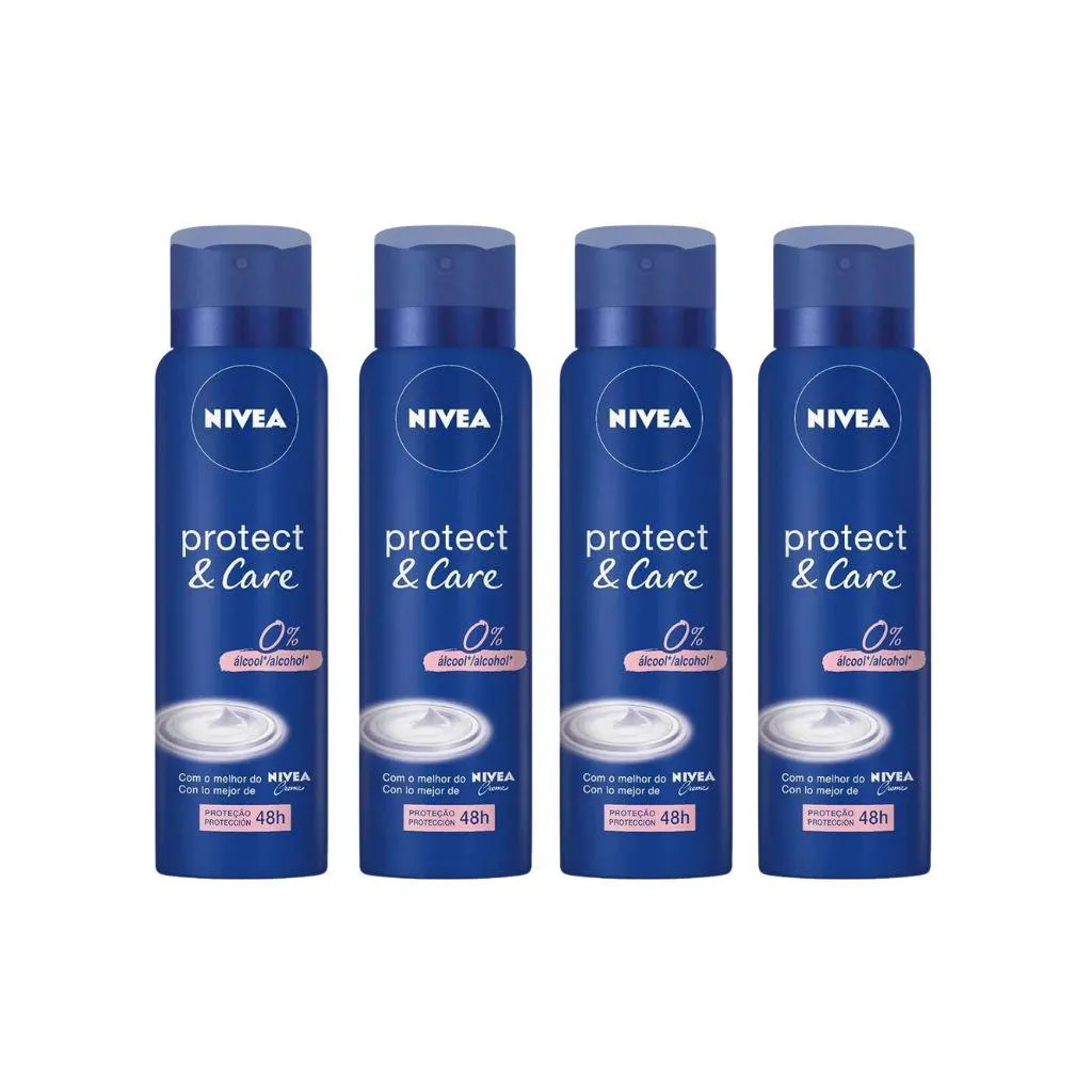 DESODORANTE AERO NIVEA 150ML FEM PROTECT & CARE - KIT C/ 4UN