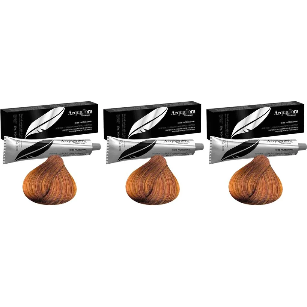 COLORAçAO ACQUAFLORA PERM 7.4 LOURO MEDIO ACOB 60G-KIT C/3UN