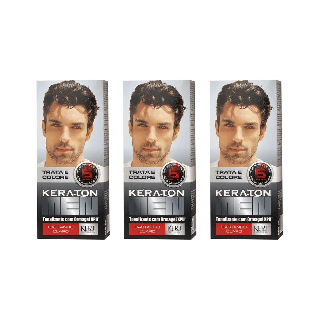 COLORAçAO KERATON MEN CAST CLARO - KIT C/3UN