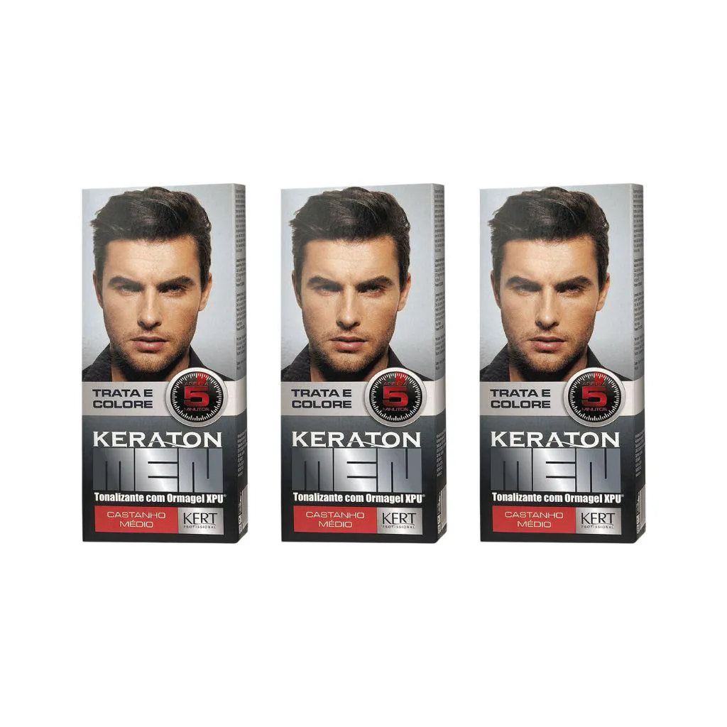 COLORAçAO KERATON MEN CAST MEDIO - KIT C/3UN