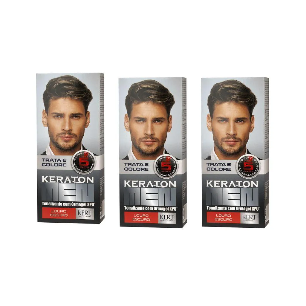 COLORAçAO KERATON MEN LOURO ESCURO - KIT C/3UN