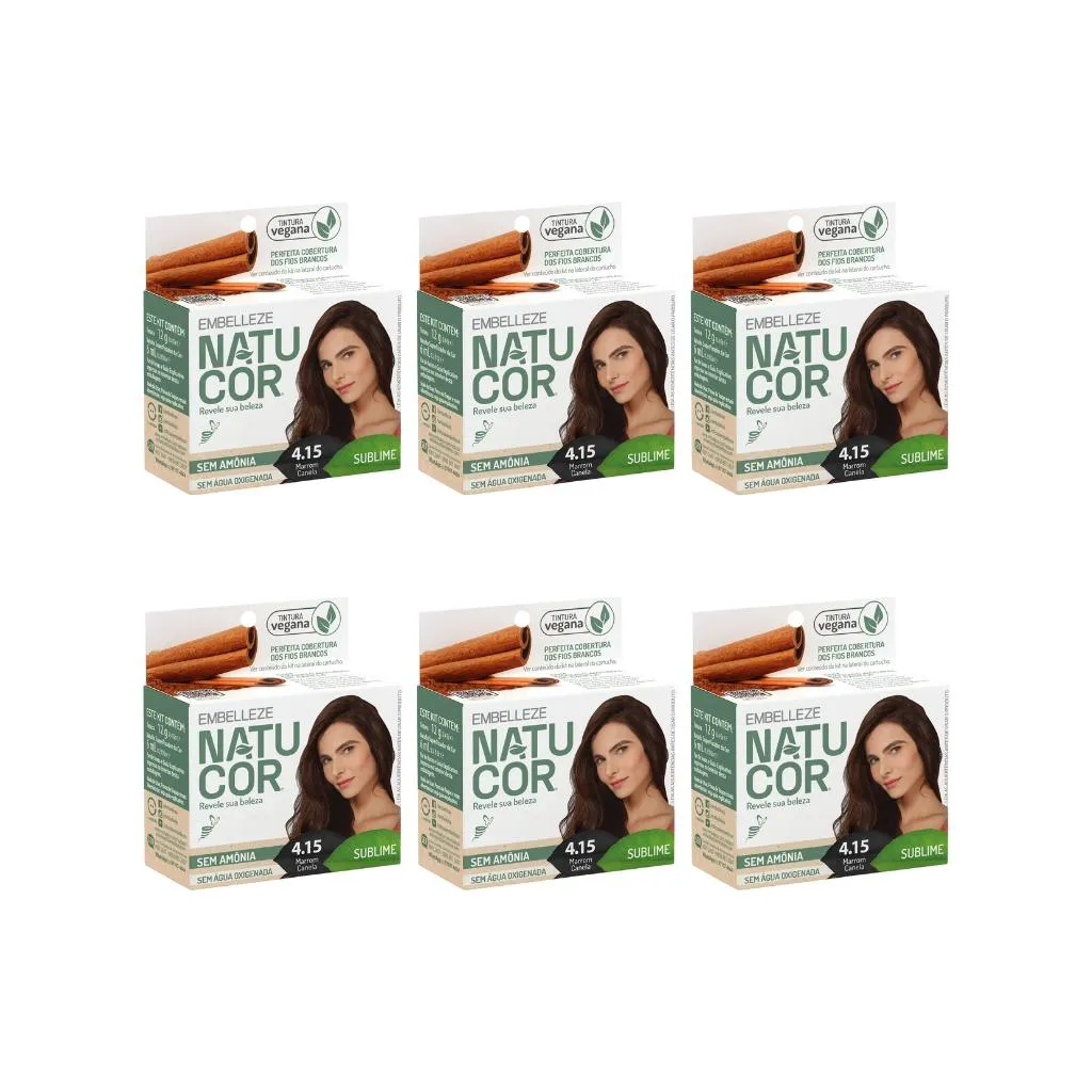 COLORAçAO NATUCOR 4.15 MARRON CANELA-KIT C/6UN