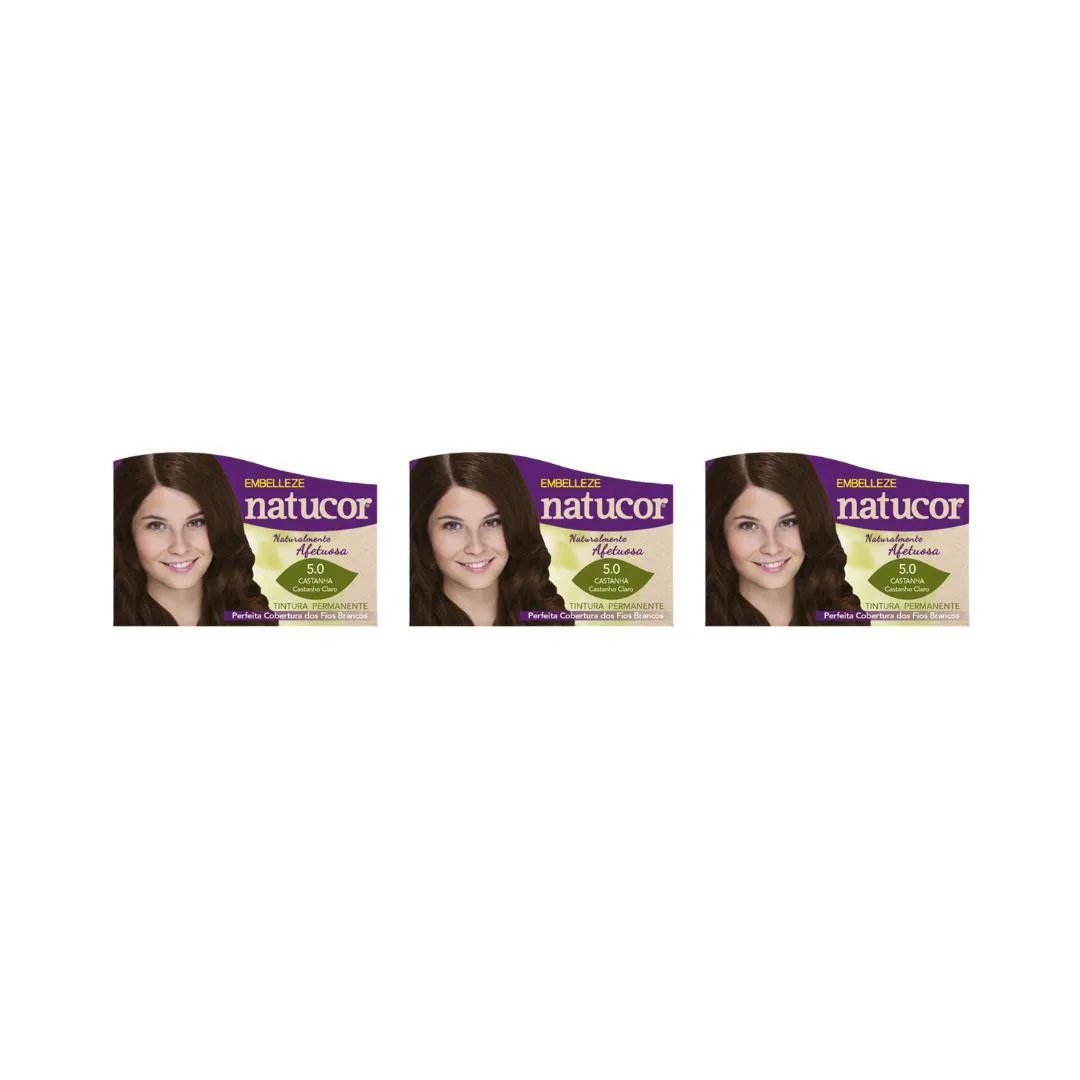 COLORAçAO NATUCOR 5.0 CASTANHO CLARO - KIT C/ 3UN