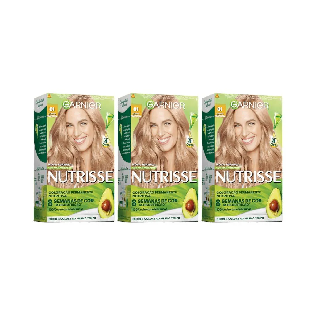 COLORAçAO NUTRISSE 81 LOURO CLARO ACINZENTADO-KIT C/3UN