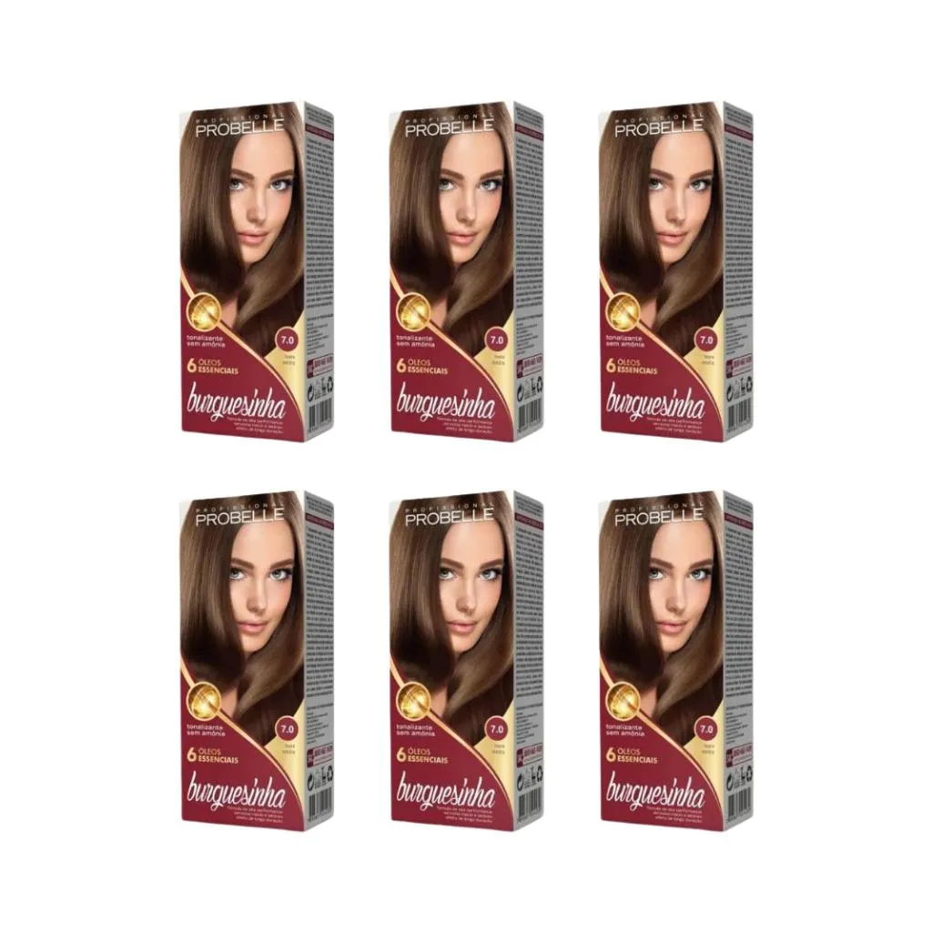 COLORAçAO PROBELLE BURGUESINHA 7.0 LOURO MEDIO - KIT C/6UN