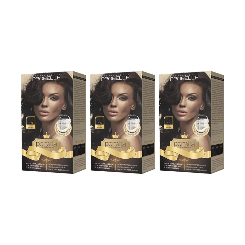 COLORAÇÃOO PROBELLE PERFEITA 3.0 CASTANHO ESCURO-KIT C/3UN