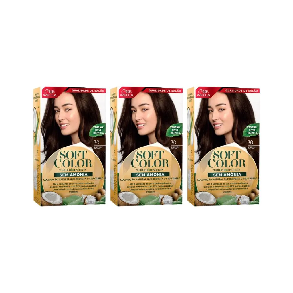 COLORAçAO SOFT COLOR 30 CASTANHO ESCURO-KIT C/3UN
