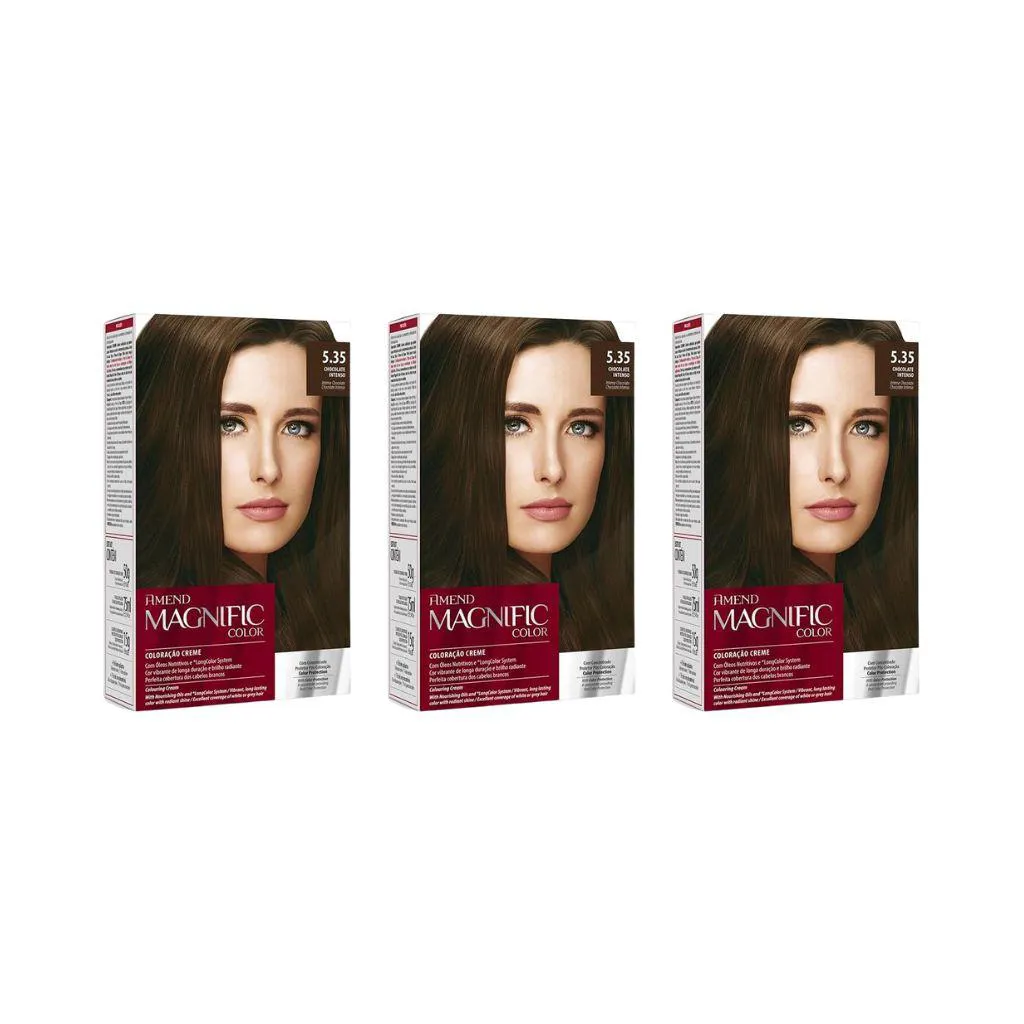 COLORAçAO AMEND MAGNIFIC CR PERM 5.35 CHOC INT-KIT C/3UN