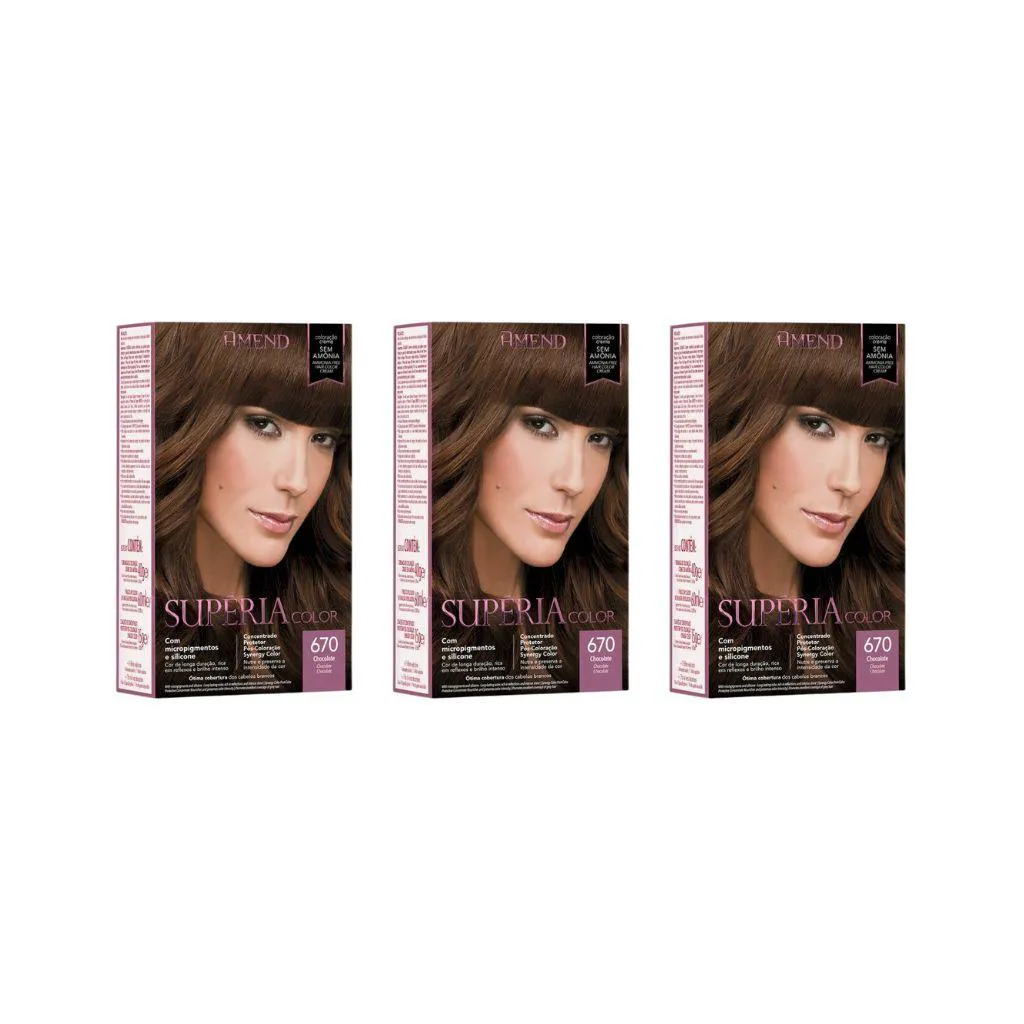 COLORAçAO AMEND SUPERIA 670 CHOCOLATE - KIT C/3UN