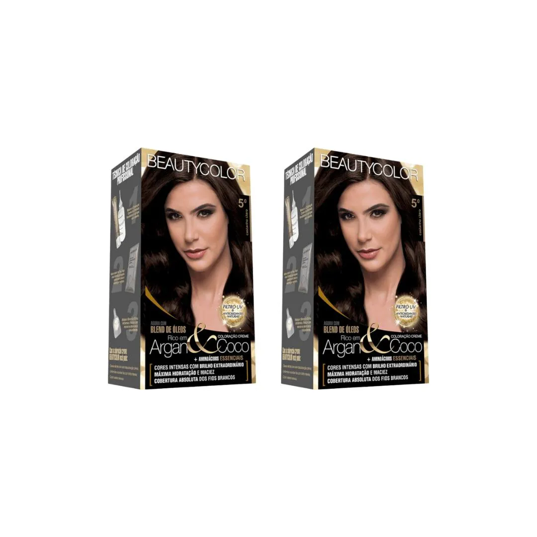 COLORAçAO BEAUTY COLOR  5.0 CASTANHO CLARO - KIT C/2UN
