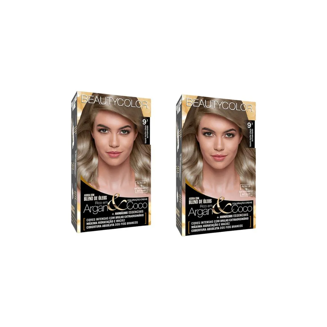 COLORAçAO BEAUTY COLOR  9.1 LOURO MUITO CLARO ACINZETADO-2UN