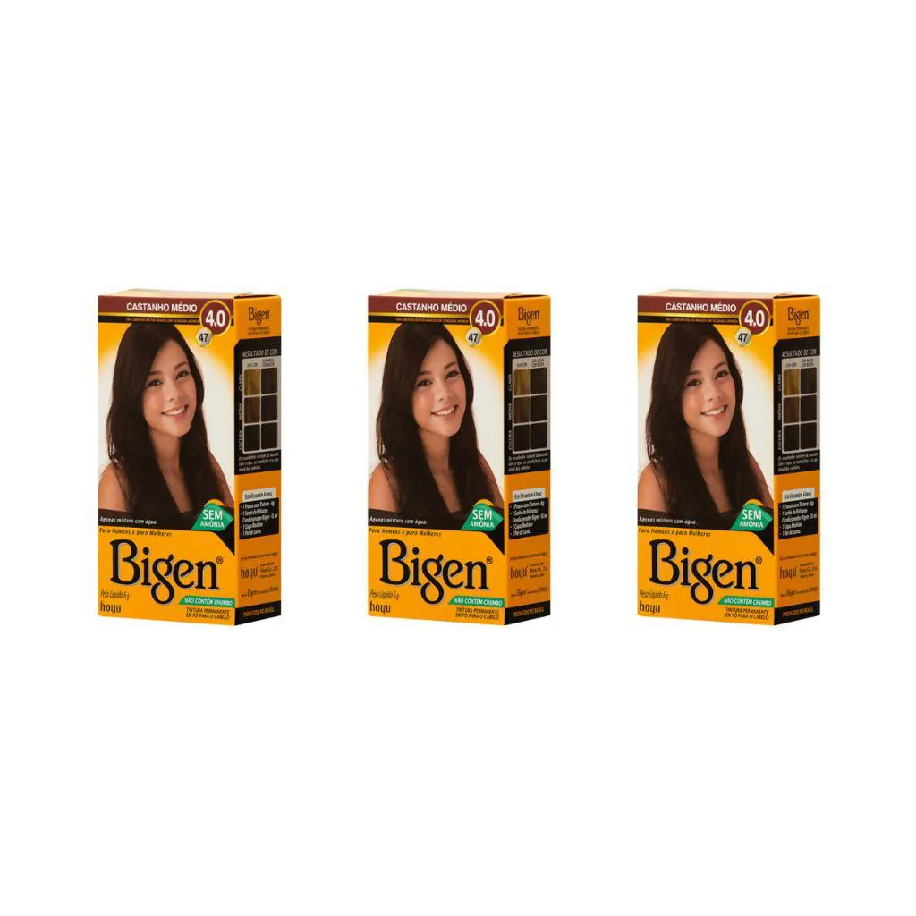 COLORAçAO BIGEN 47 CASTANHO MEDIO - KIT COM  3UN