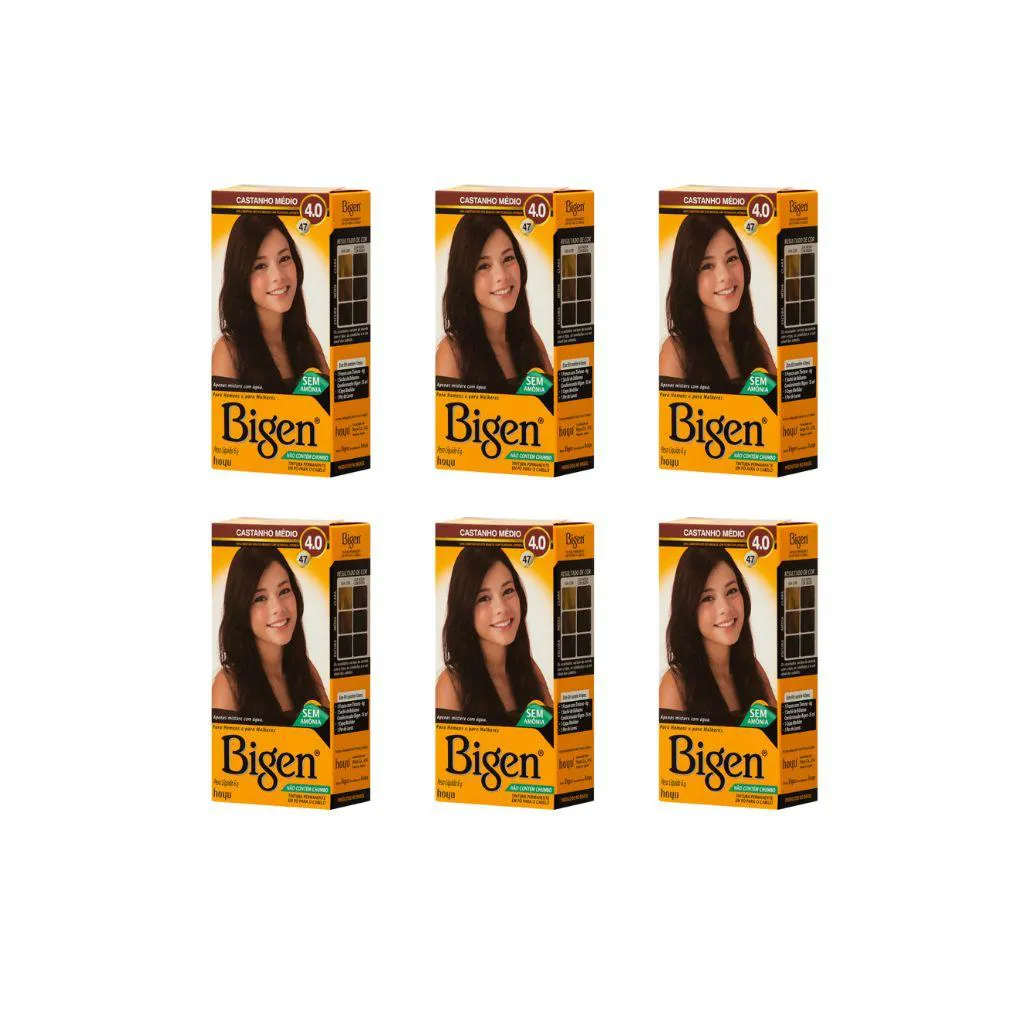 COLORAçAO BIGEN 47 CASTANHO MEDIO - KIT COM 6UN