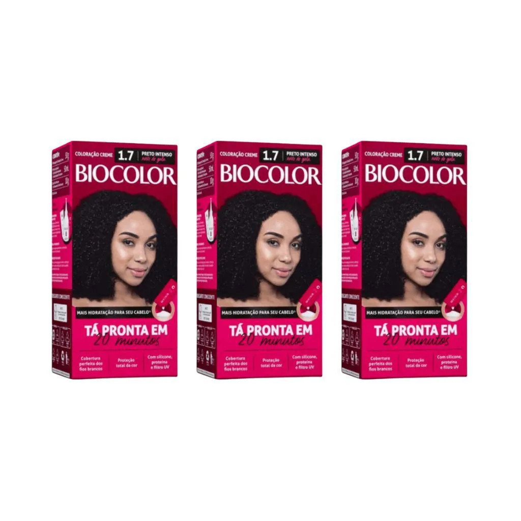 COLORAçAO BIOCOLOR CR 1.7 PRETO INT-KIT C/3UN