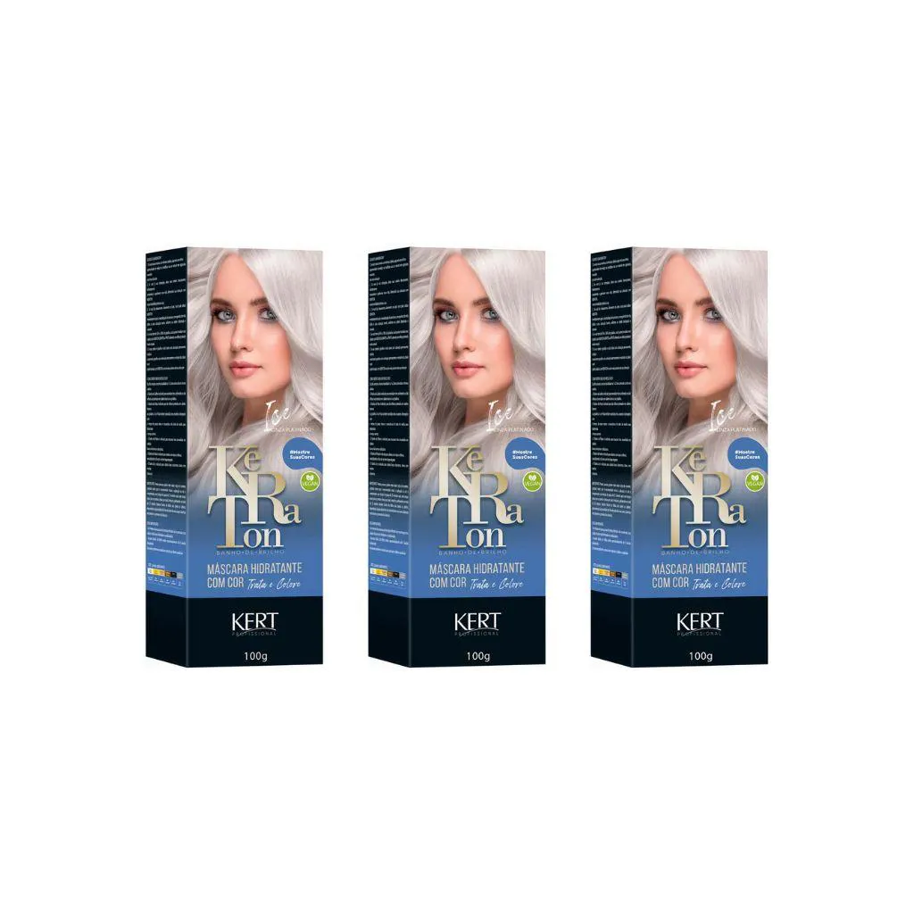 COLORAçAO KERATON BANHO DE BRILHO ICE CZ PLATINADO-KIT C/3UN