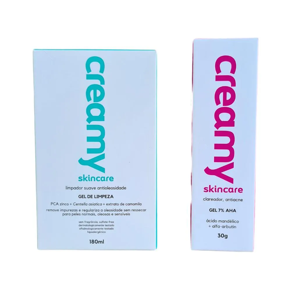 KIT FACIAL CREAMY GEL DE LIMPEZA 180ML + ÁCIDO MANDELICO 30G