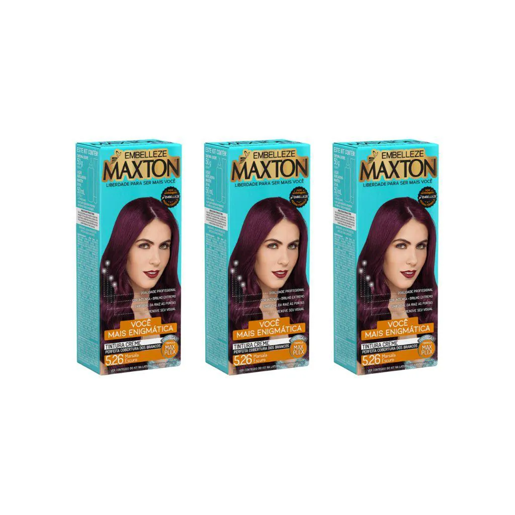COLORAçAO MAXTON 5.26 MARSALA ESCURO-KIT C/3UN