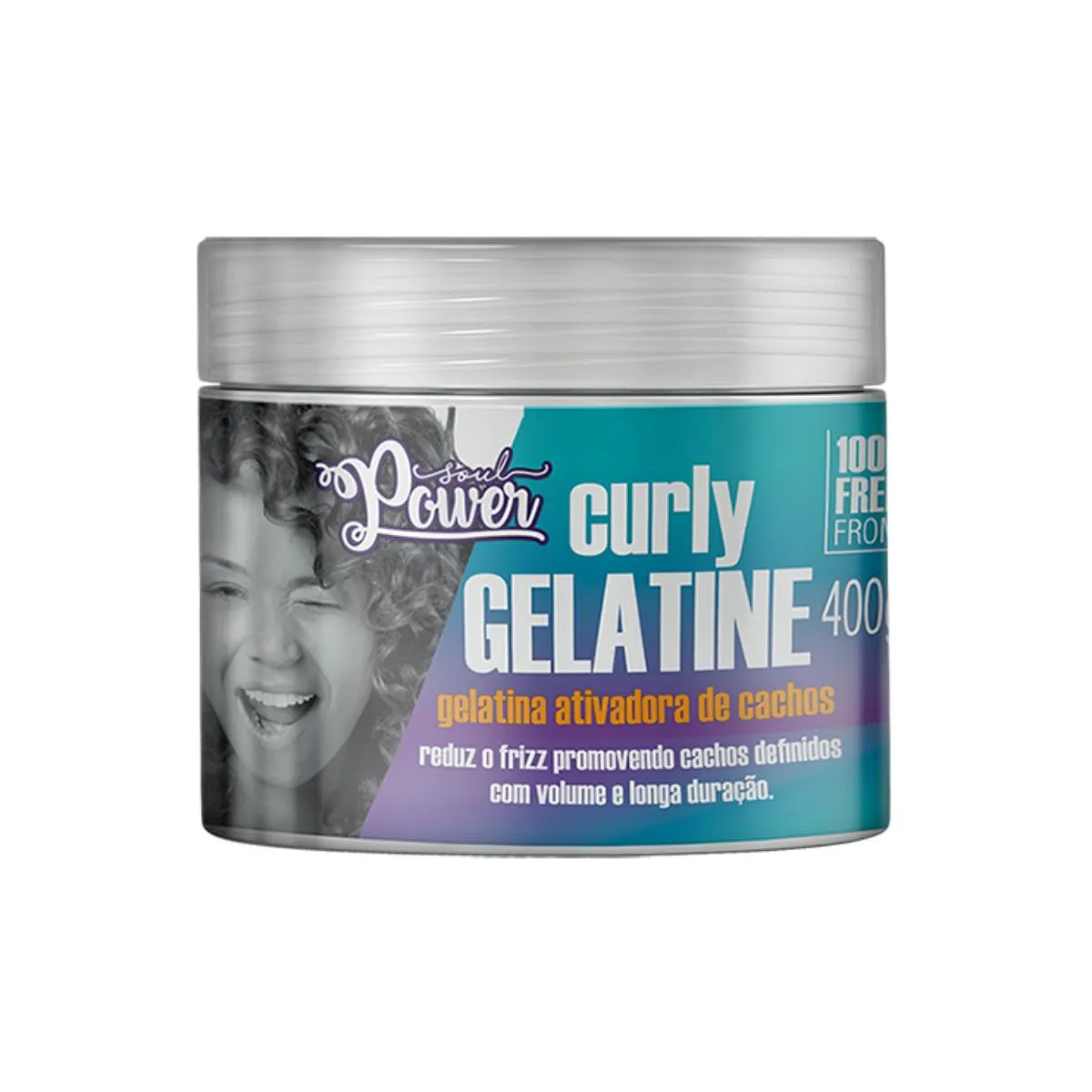 GELATINA ATIVADORA DE CACHOS CURLY GELATINE SOUL POWER ANTIFRIZZ LONGA DURAçãO 400G - BEAUTYCOLOR