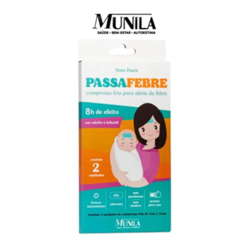 GEL ADERENTE PASSA FEBRE MUNILA COMPRESSA FRIA 8H DE EFEITO USO ADULTO E INFANTIL