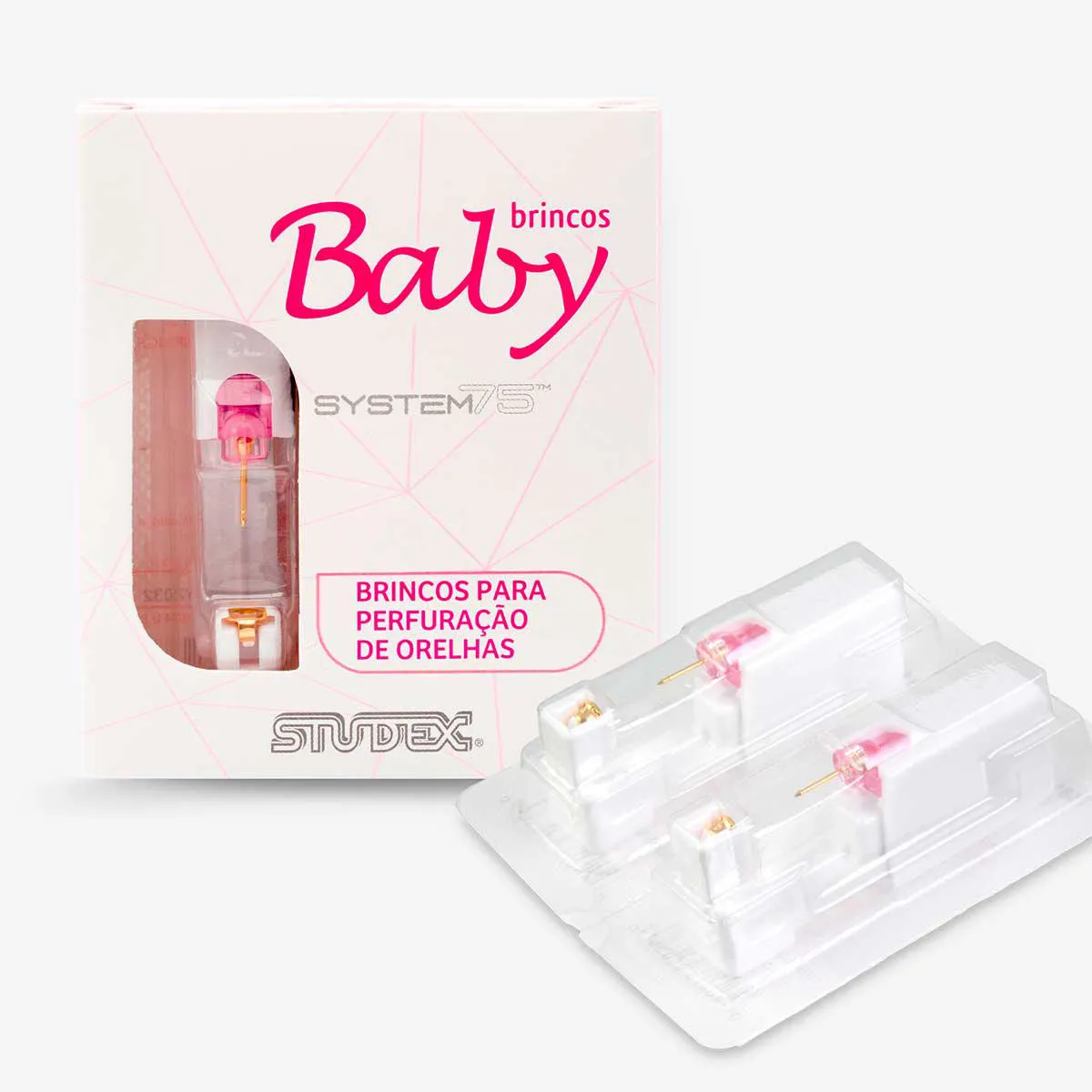 Brinco Infantil Antialérgico Studex Baby Daisy Cristal com 1 par