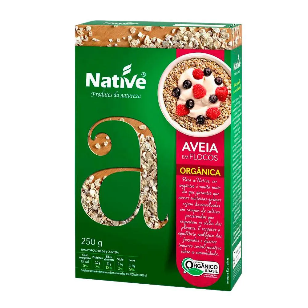 AVEIA EM FLOCOS ORGâNICA NATIVE 250G U Unica