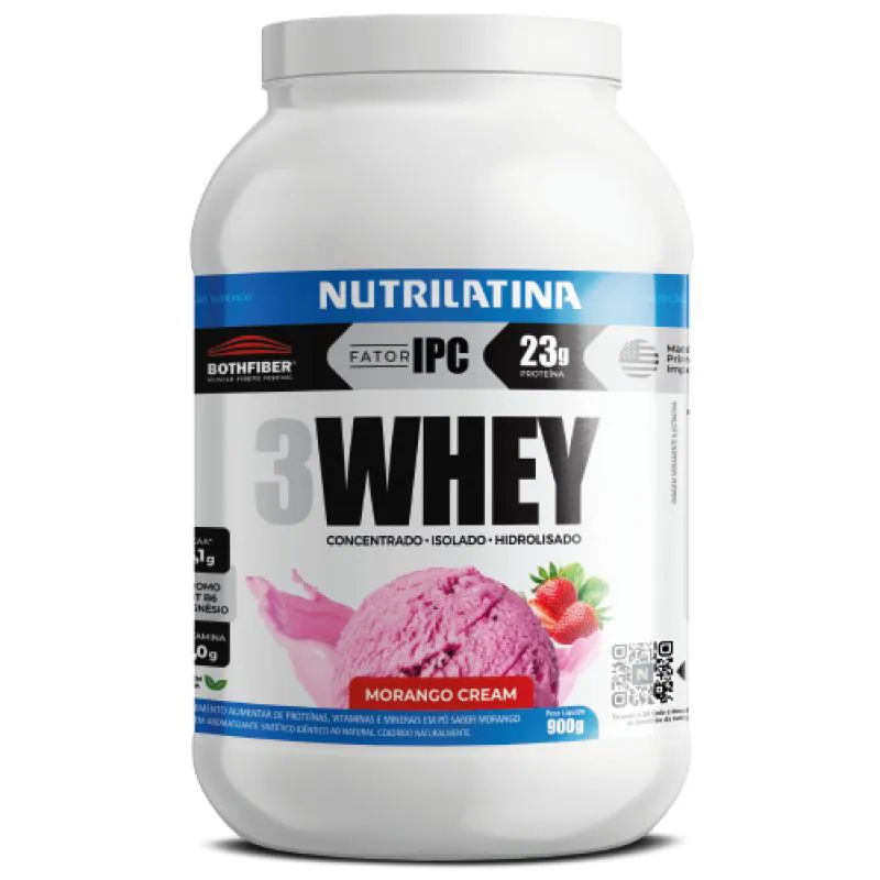 3 WHEY PROTEIN MORANGO NUTRILATINA