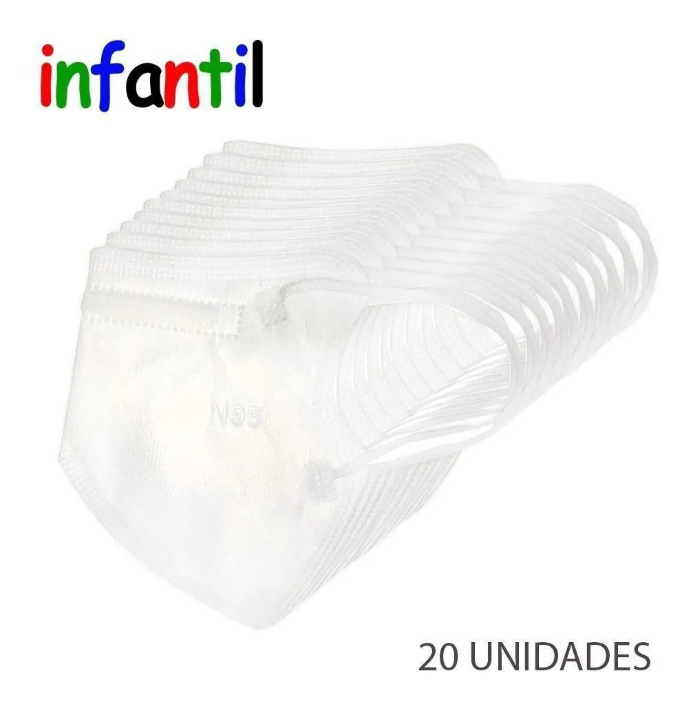 MÁSCARA PFF2/N95 INFANTIL BRANCA - 20 UNIDADES